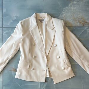 Women's White Double-Breasted Blazer